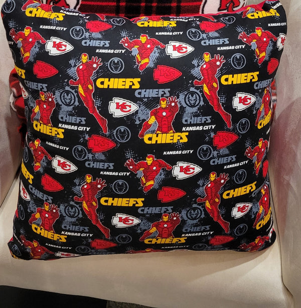 CHIEFS IRON MAN PILLOW COVER W/RED BACK