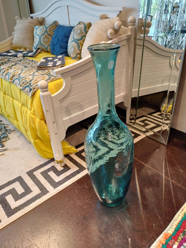 40" Turquoise Glass Vase