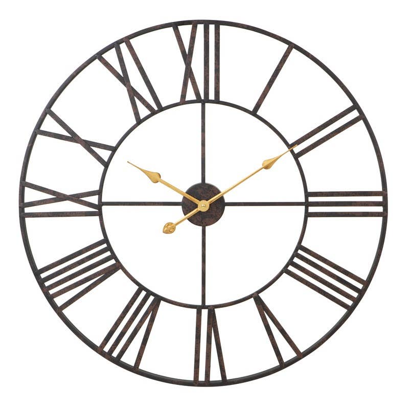 Solange Round Metal Wall Clock - 30" Dark Brown