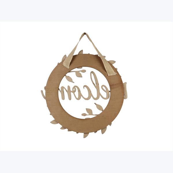 Wood Laser Cut Woodland Wreath Welcome Wall Sign
