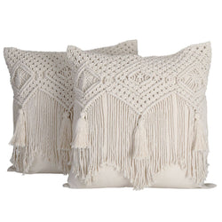 Cushion Cover, Macrame, Set of 2, 18x18 inches