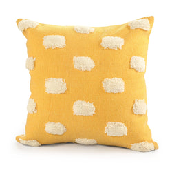 Pom Pom Palace Glam Throw Pillow Cover Yellow & White