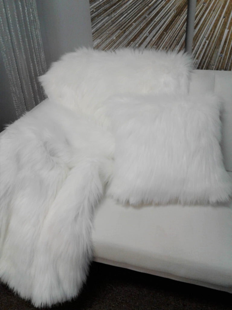 White fox fur blanket hot sale